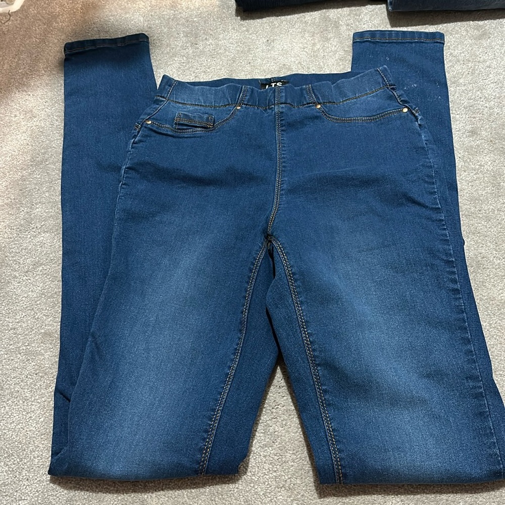 Long Tall Sally size 8 medium wash denim jegging, 38 inseam